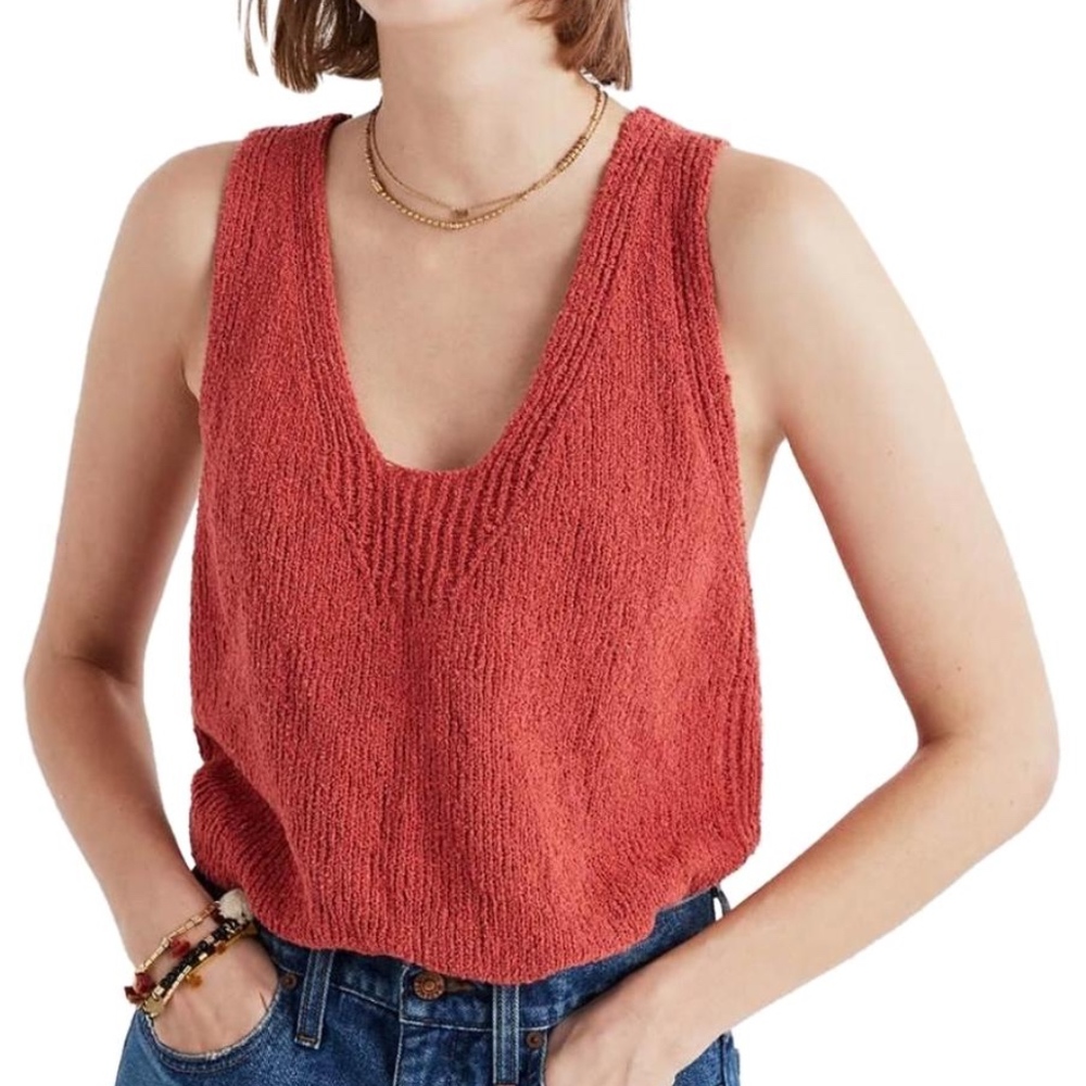 New Madewell Springdale Sweater-tank rust red XXS